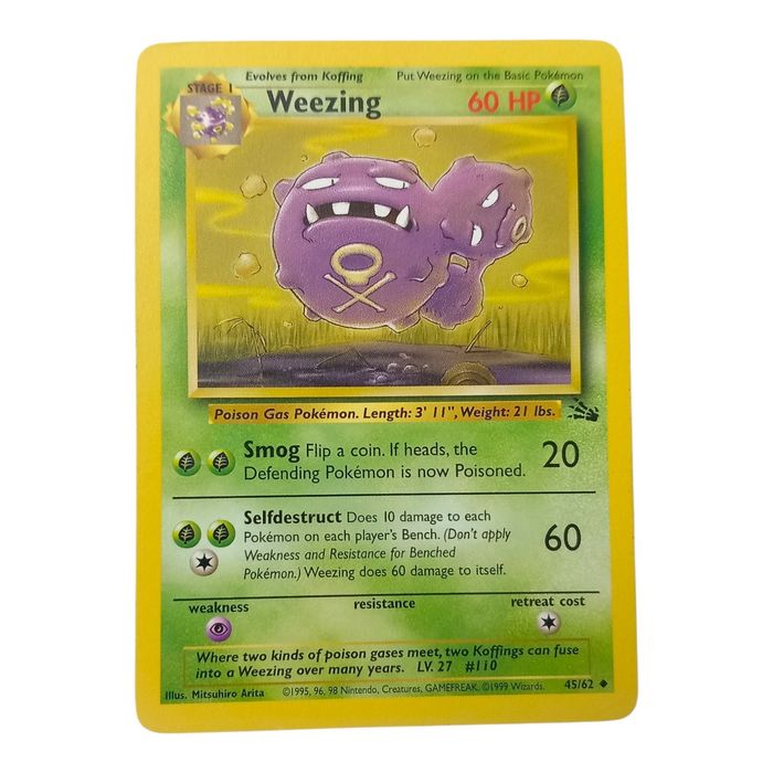 Weezing Fossil 45/62 Uncommon MP WOTC Pokémon Card