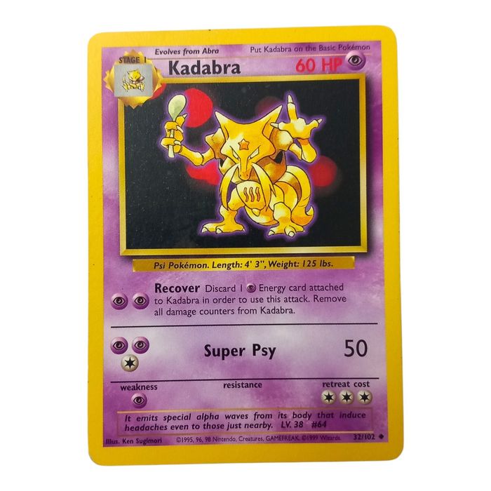 Kadabra Base Set 32/102 Uncommon MP WOTC Pokémon Card