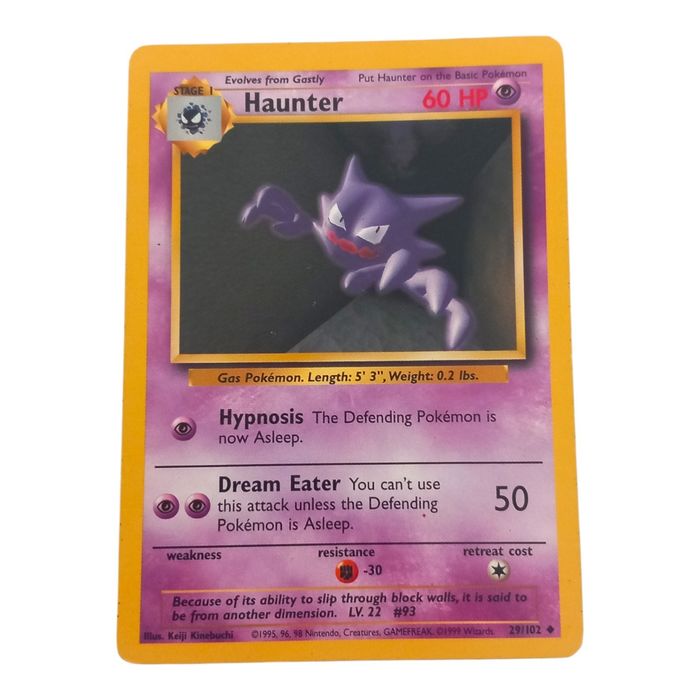 Haunter 29/102 – Uncommon Base Set – MP – WOTC Pokémon Card
