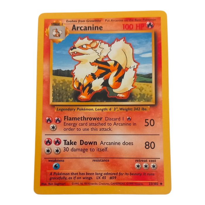 Arcanine 23/102 Base Set Uncommon MP WOTC Pokémon Card