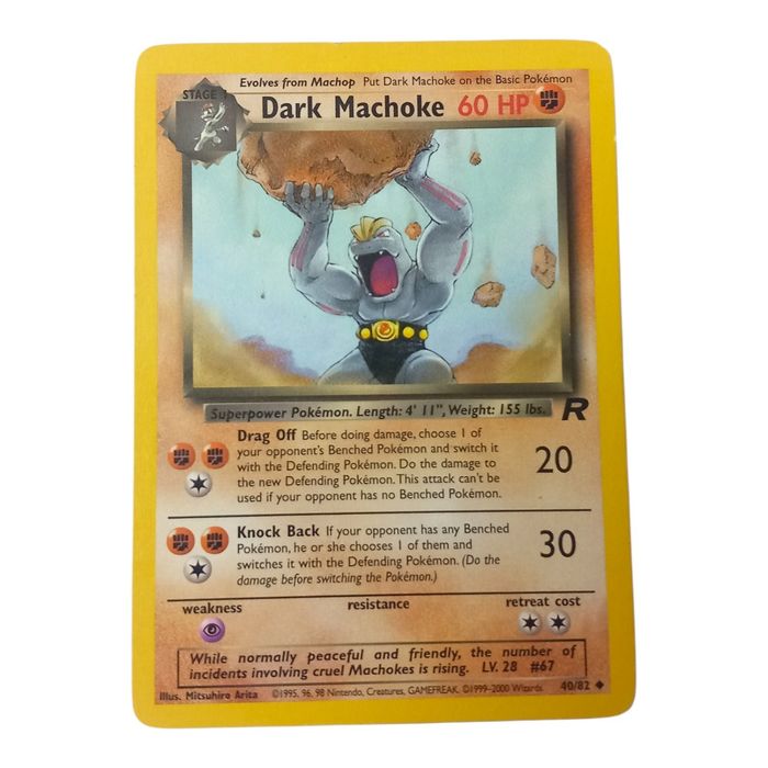 Pokémon Dark Machoke 40/82 Team Rocket MP Uncommon WOTC Stage 1 Regular