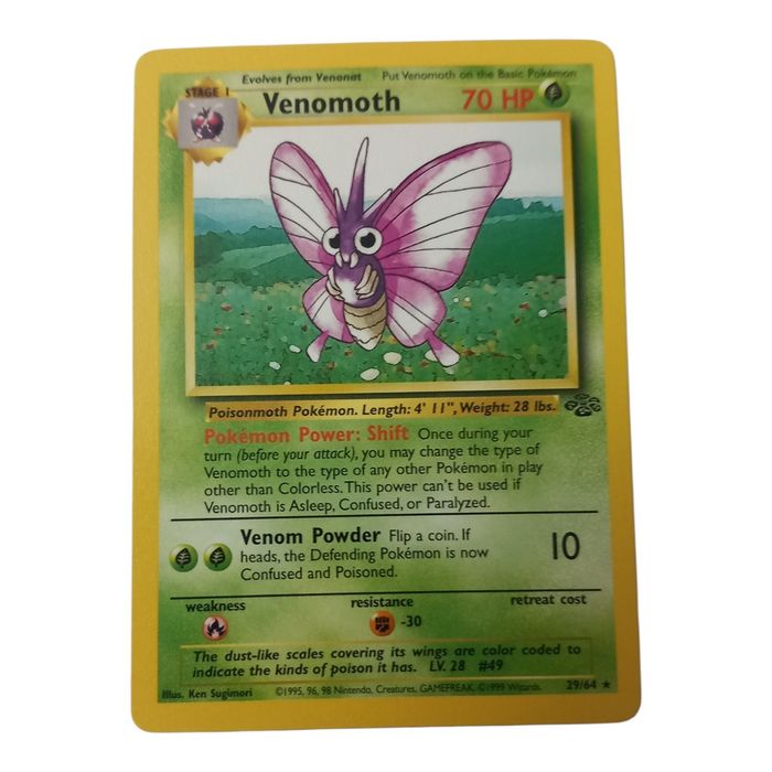 Venomoth 29/64 Jungle Rare MP WOTC Pokémon TCG Card Stage 1 Regular