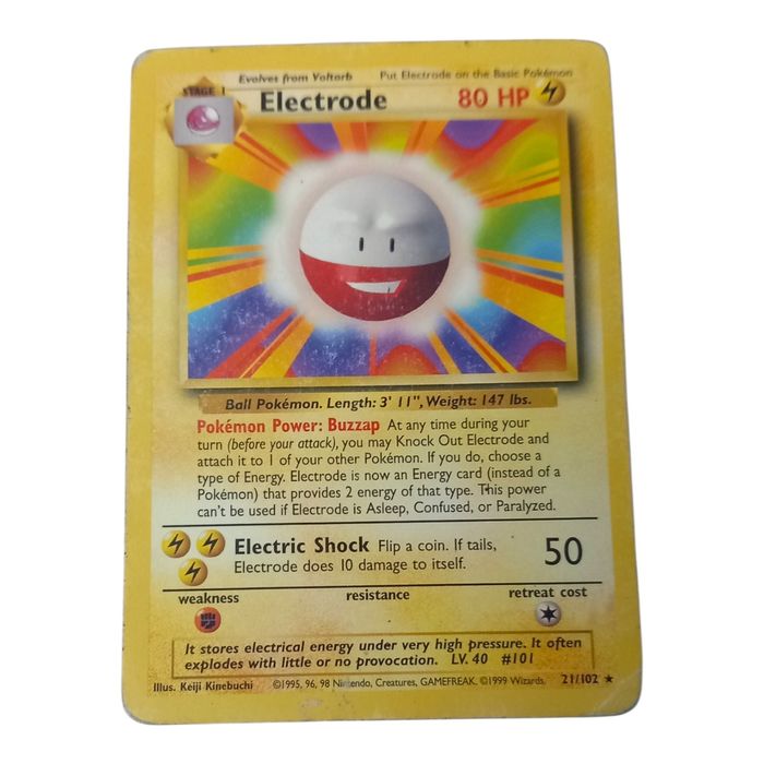 Electrode Base Set 21/102 HP Rare Pokémon TCG Card Stage 1 Regular