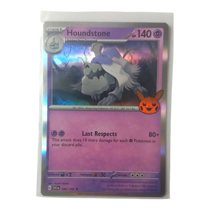 Houndstone 106/198 Holo Rare Trick or Trade 2023 NM Pumpkin Stamp Pokemon TCG