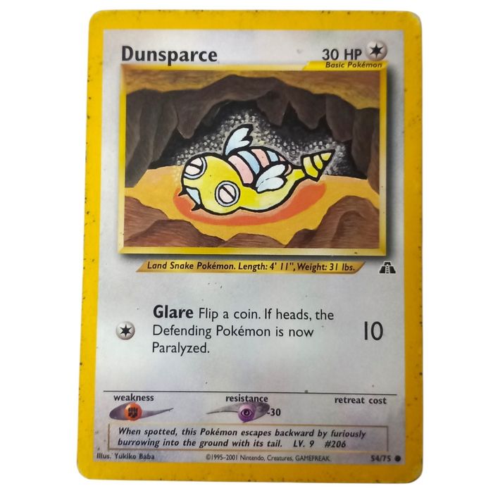Pokemon TCG Dunsparce 54/75 Neo Discovery Common MP WOTC
